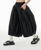 Black Balloon Midi Skirt with Pockets 1332