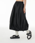 Black Balloon Midi Skirt with Pockets 1332