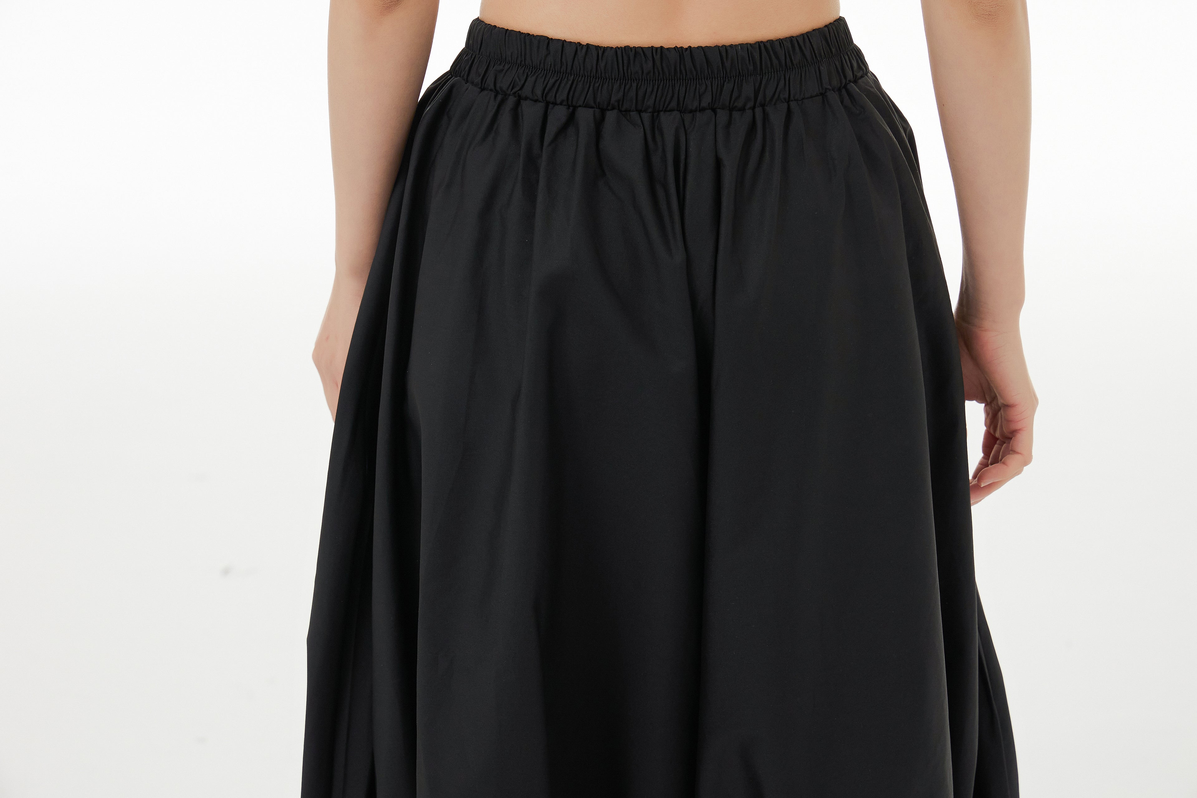 Black Balloon Midi Skirt with Pockets 1332
