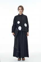 Black Balloon Midi Skirt with Pockets 1332