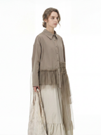 Tulle Spliced Oversized Shirt 69051