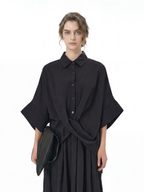 Oversized Textured Short Sleeve Shirt 5803