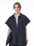 Frayed Edge Oversized Denim Shirt Jacket 69303
