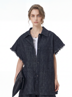 Frayed Edge Oversized Denim Shirt Jacket 69303