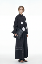 Black Balloon Midi Skirt with Pockets 1332