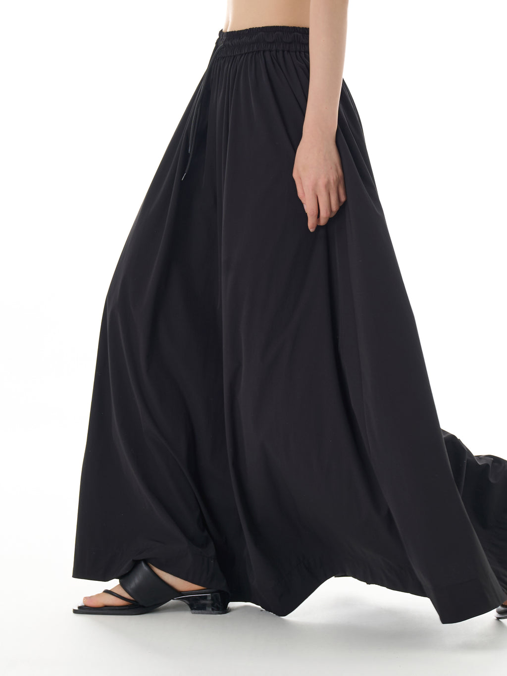 Black Elastic Waist Maxi Skirt 11016