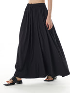 Black Elastic Waist Maxi Skirt 11016