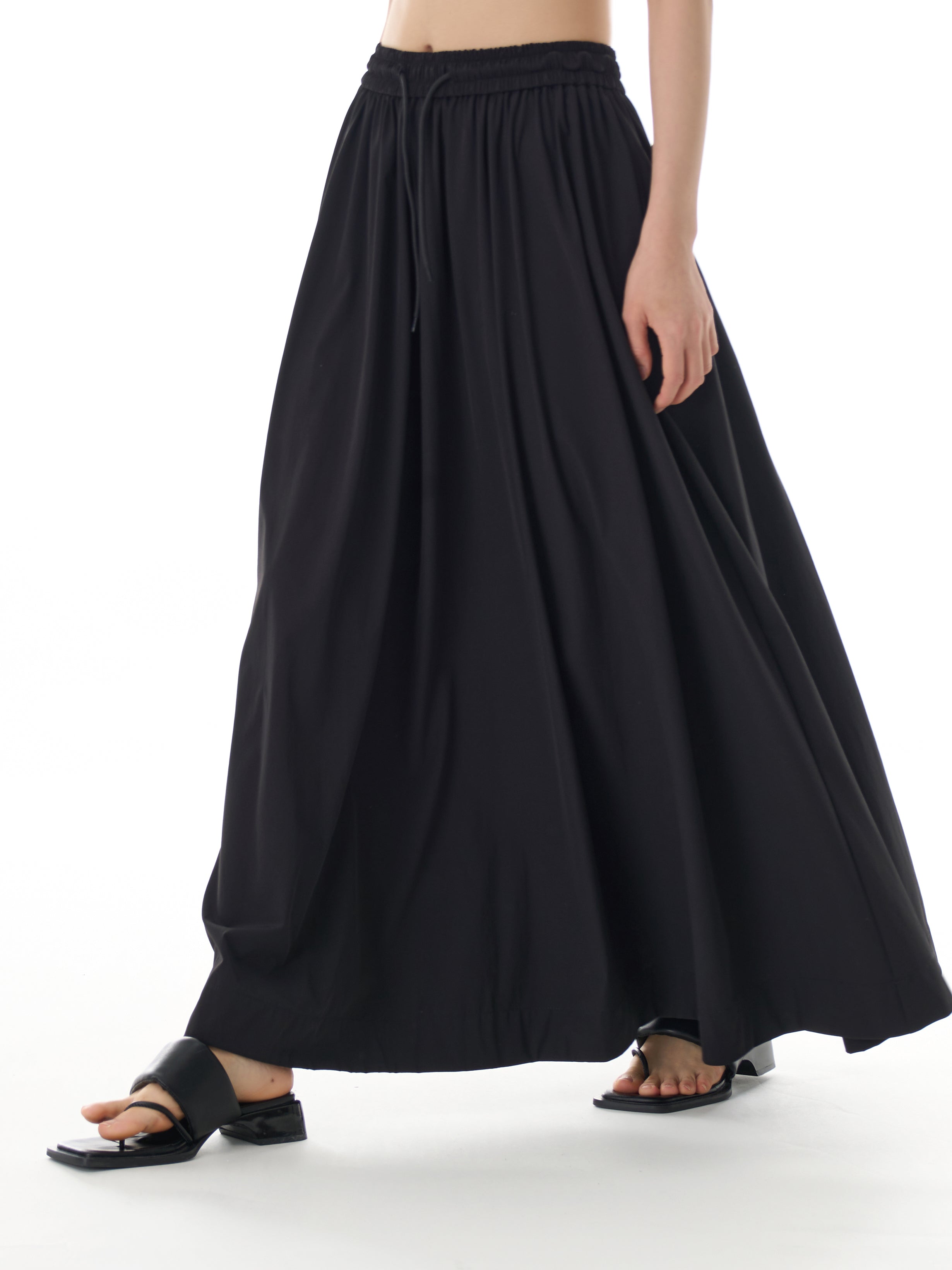 Black Elastic Waist Maxi Skirt 11016