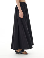 Black Elastic Waist Maxi Skirt 11016