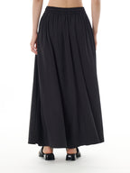 Black Elastic Waist Maxi Skirt 11016