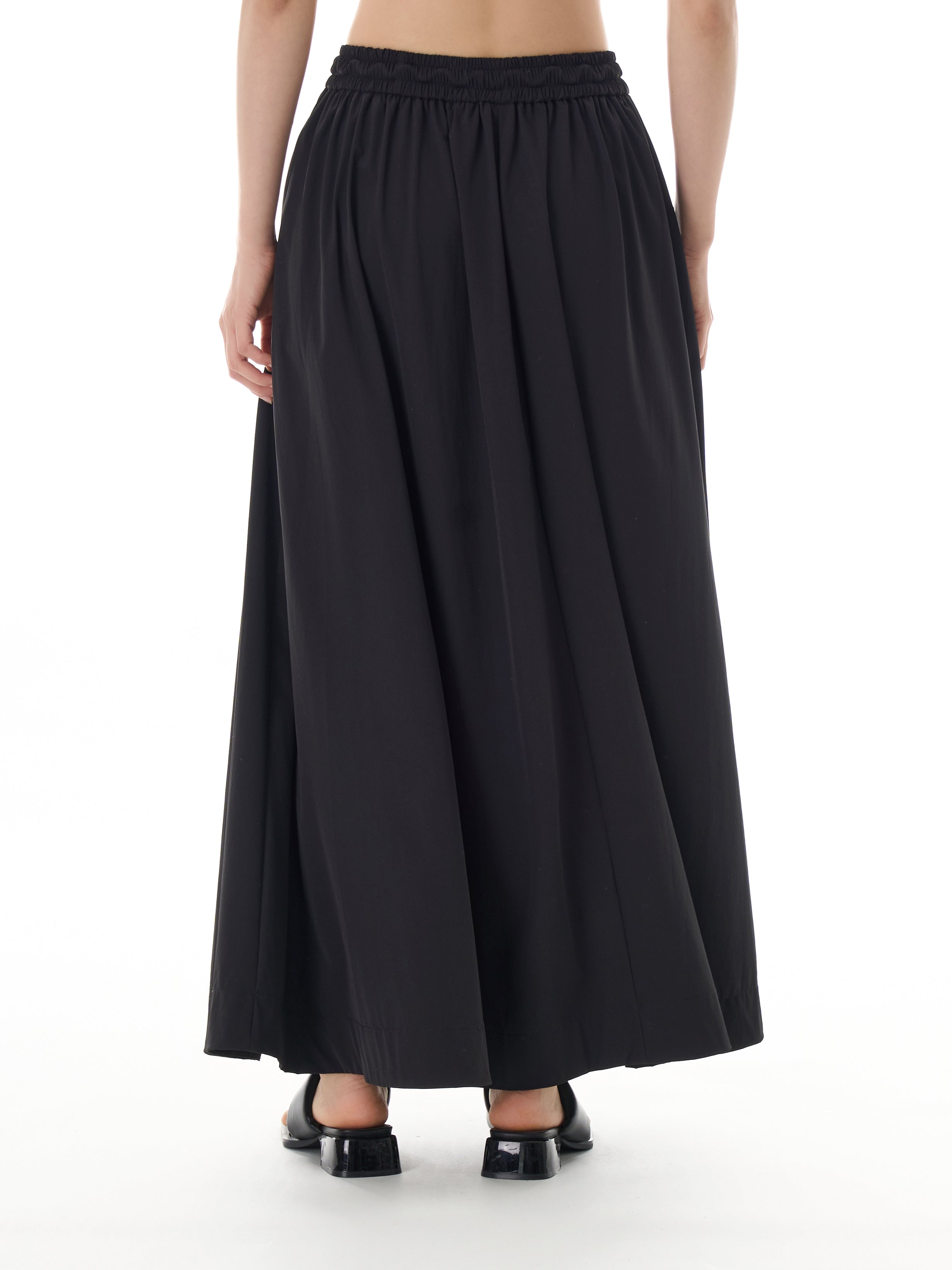 Black Elastic Waist Maxi Skirt 11016