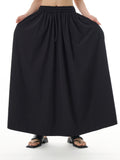 Black Elastic Waist Maxi Skirt 11016
