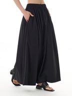 Black Elastic Waist Maxi Skirt 11016