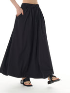 Black Elastic Waist Maxi Skirt 11016