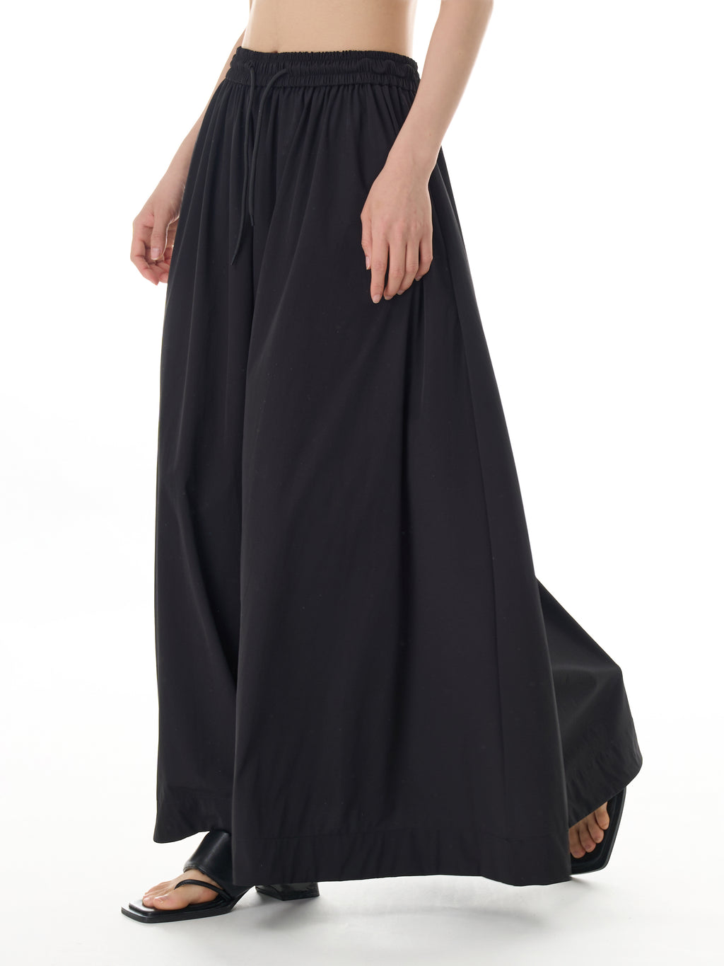 Black Elastic Waist Maxi Skirt 11016
