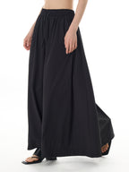 Black Elastic Waist Maxi Skirt 11016