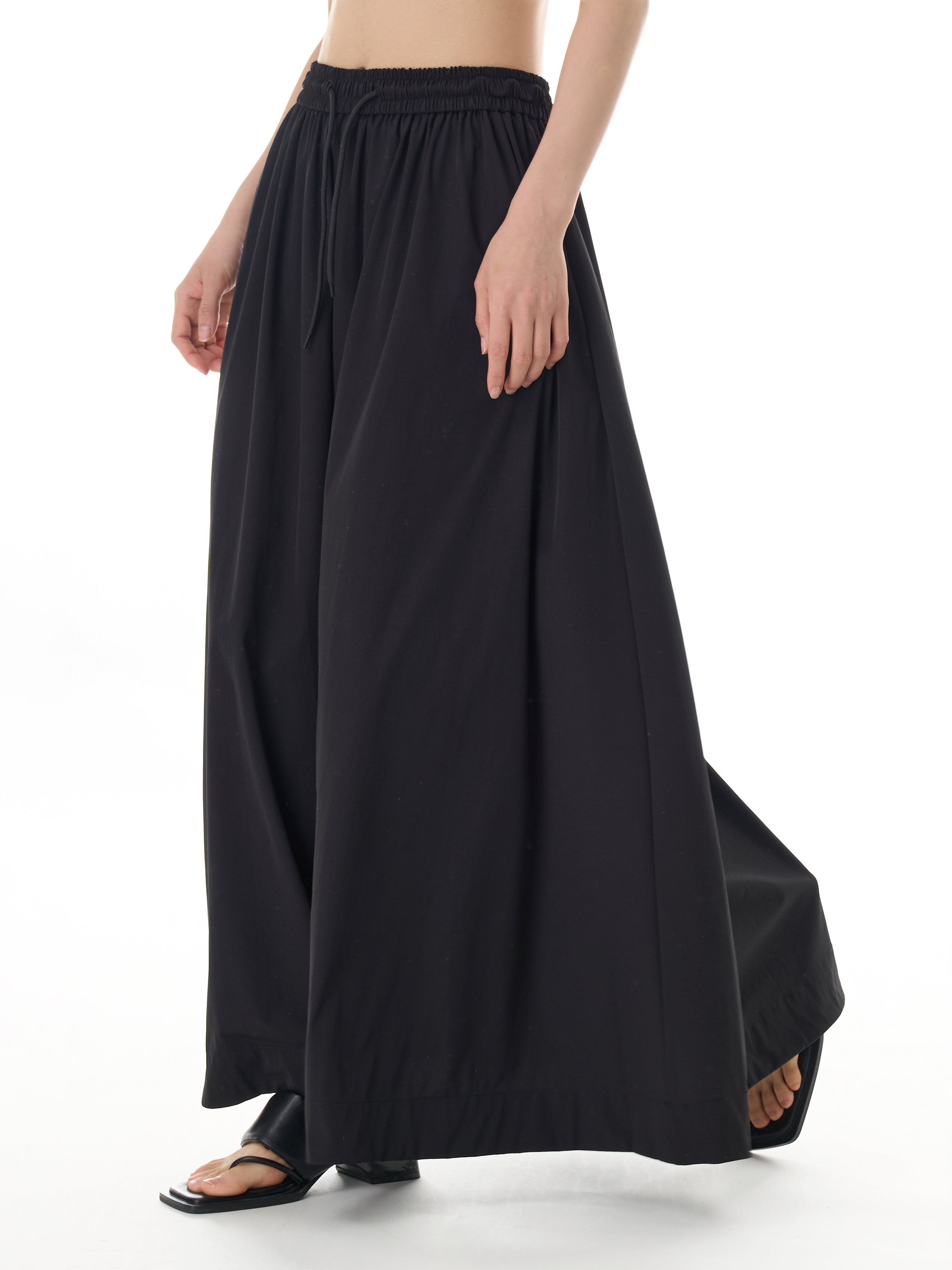 Black Elastic Waist Maxi Skirt 11016