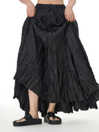 Black Crinkle Maxi Skirt with Elastic Waist 11050