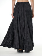 Black Crinkle Maxi Skirt with Elastic Waist 11050