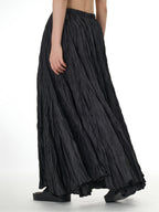 Black Crinkle Maxi Skirt with Elastic Waist 11050