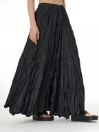 Black Crinkle Maxi Skirt with Elastic Waist 11050