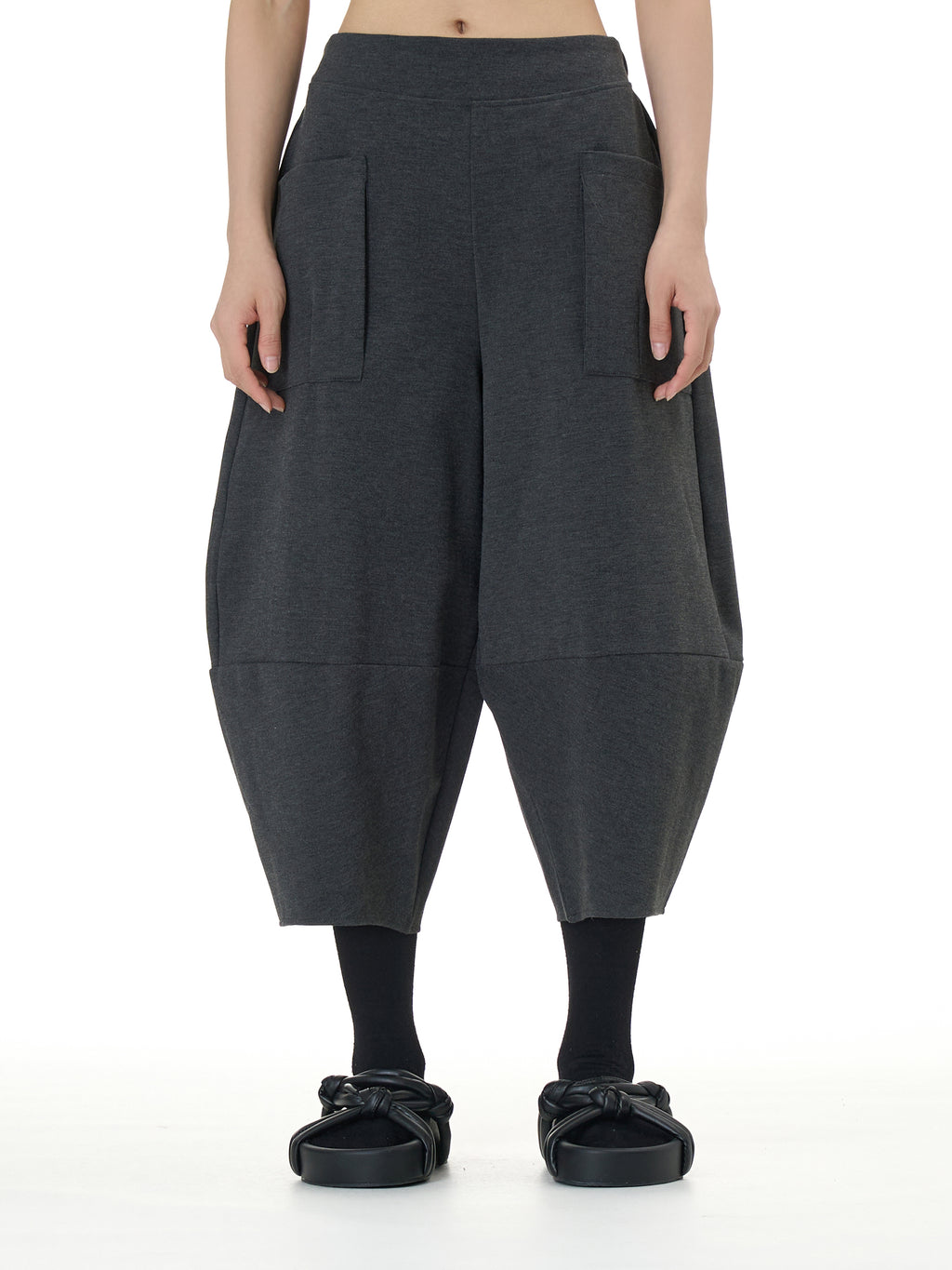 Wide Leg Barrel Cropped Pants with Pockets 1880