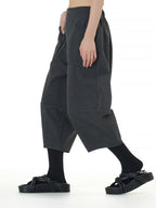 Wide Leg Barrel Cropped Pants with Pockets 1880
