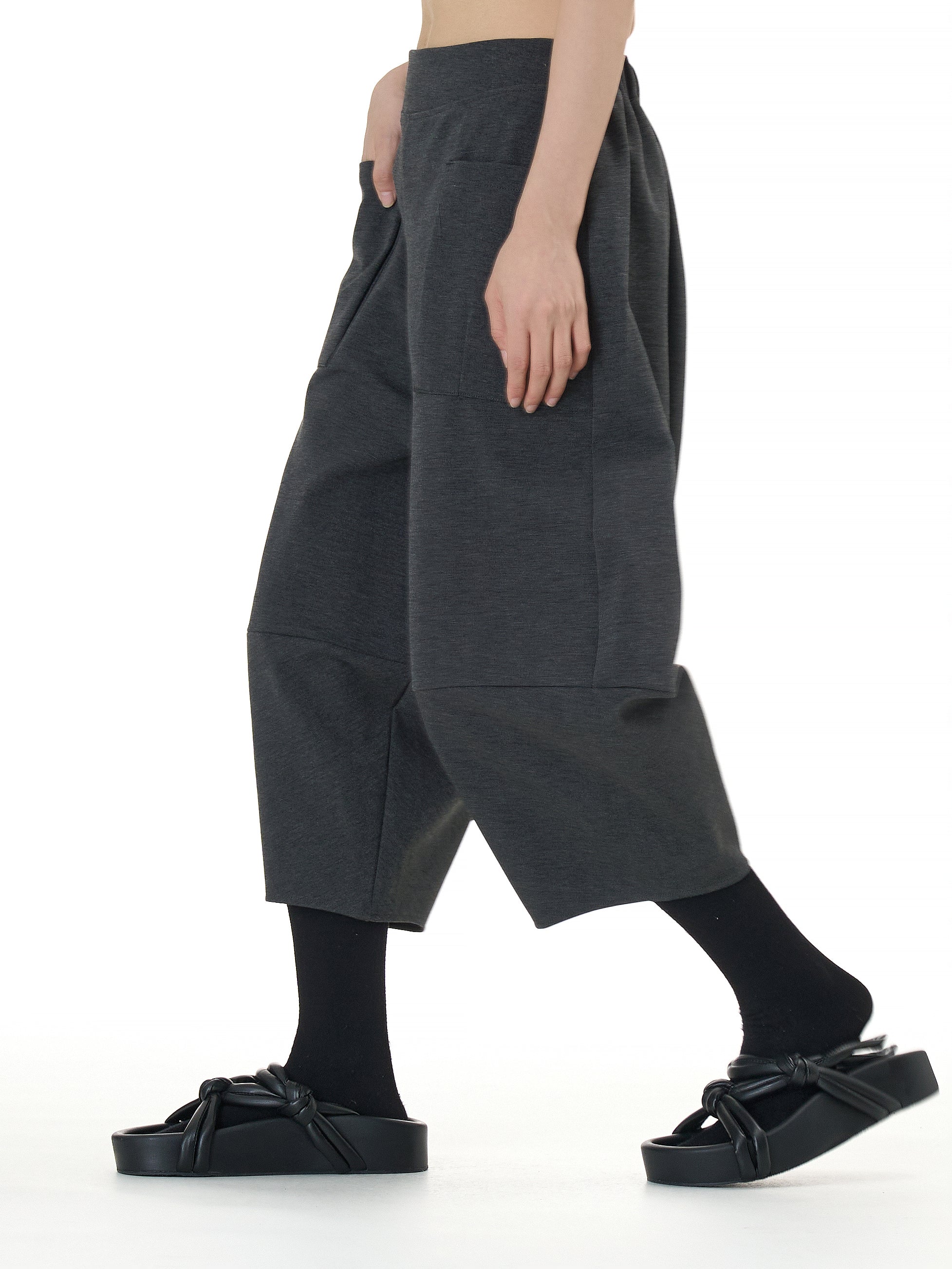 Wide Leg Barrel Cropped Pants with Pockets 1880