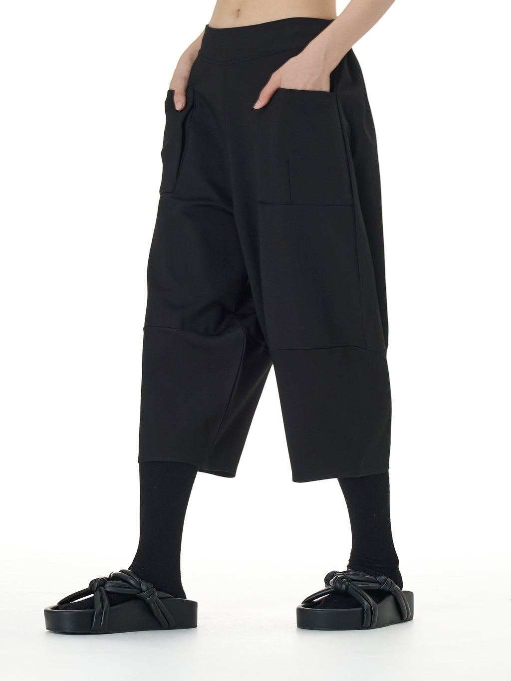 Wide Leg Barrel Cropped Pants with Pockets 1880