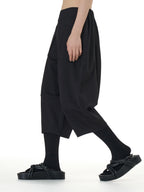 Wide Leg Barrel Cropped Pants with Pockets 1880