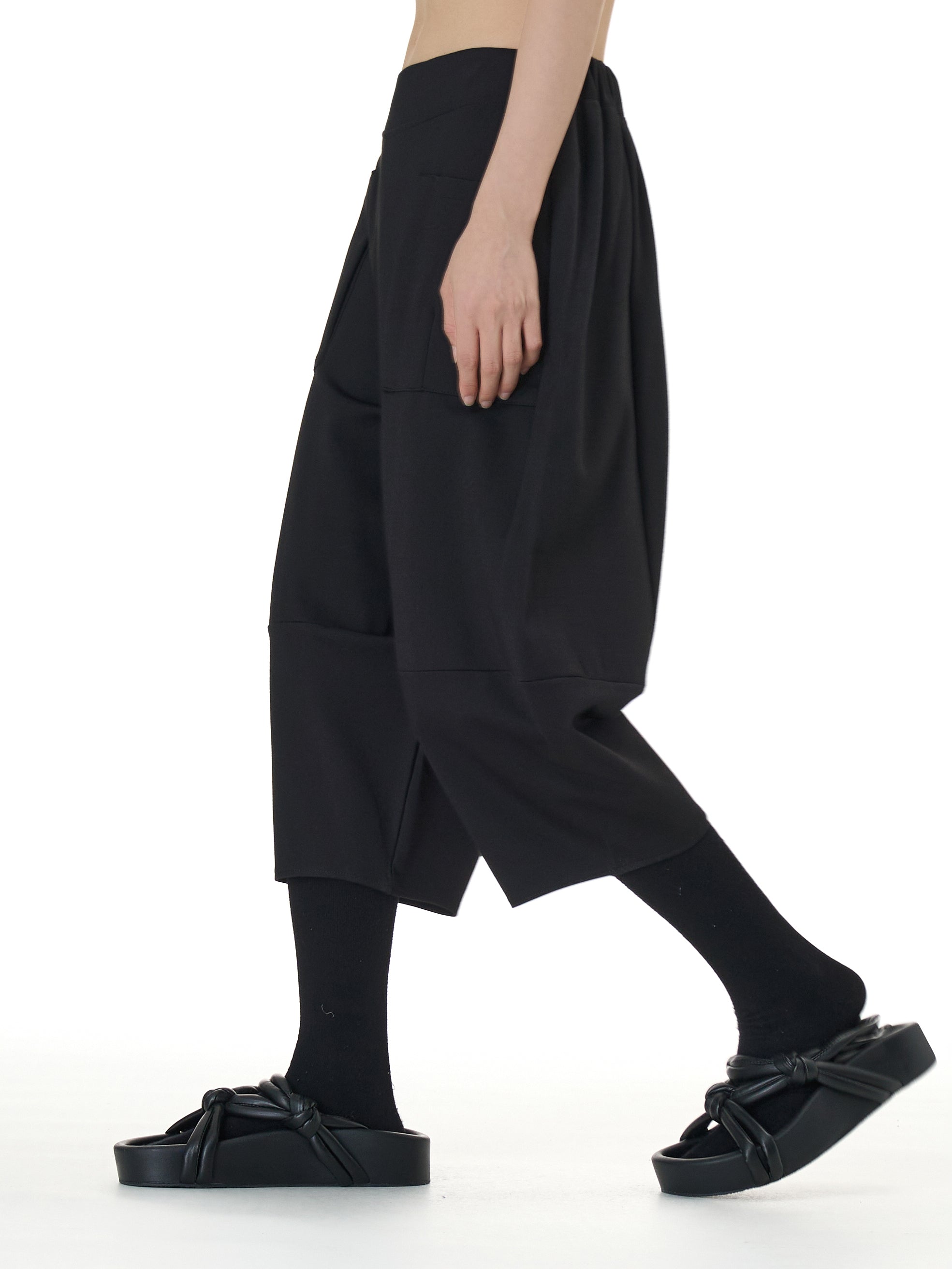 Wide Leg Barrel Cropped Pants with Pockets 1880