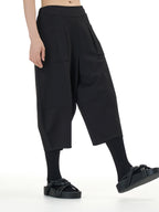 Wide Leg Barrel Cropped Pants with Pockets 1880