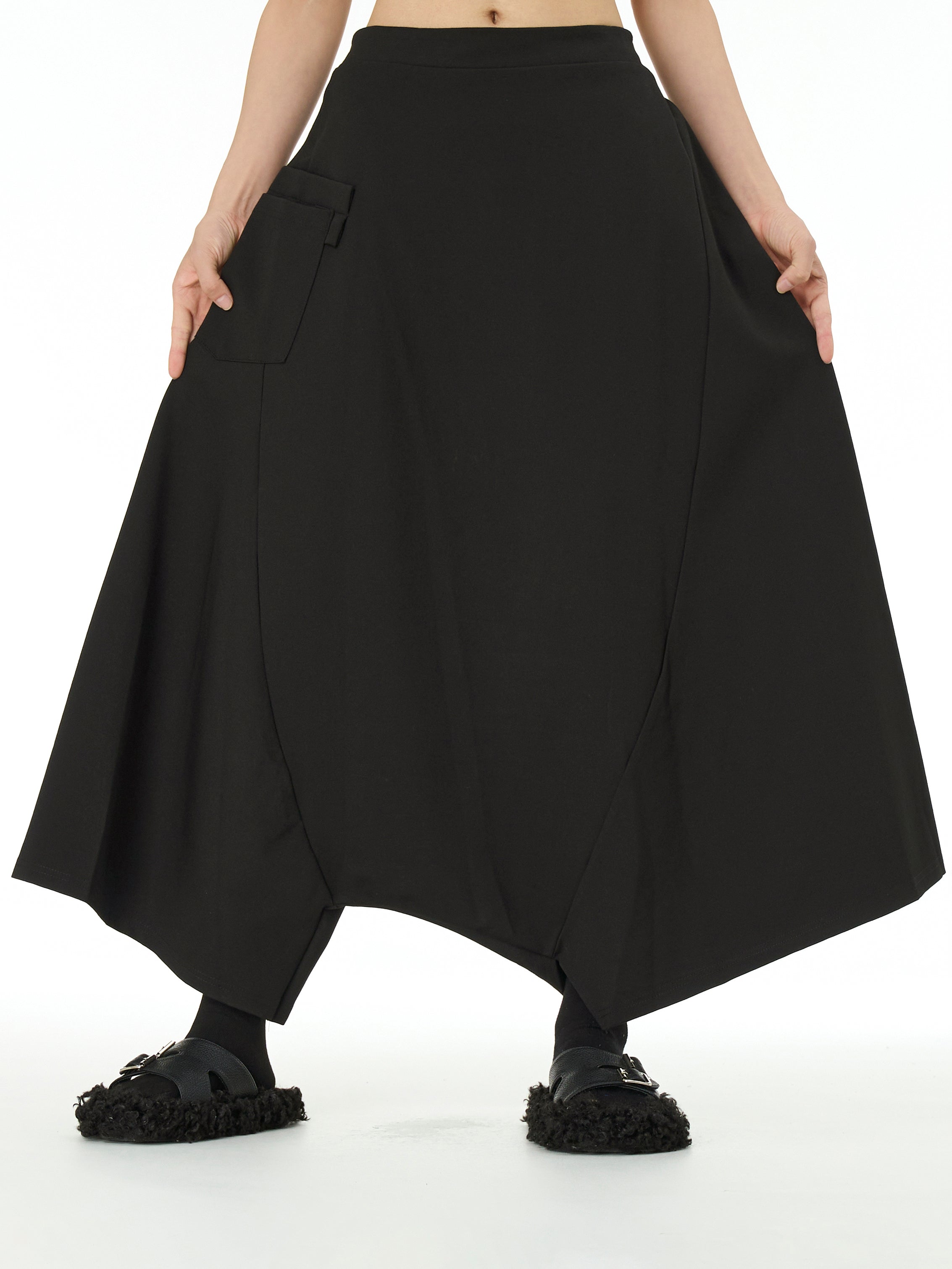 Wide Leg Drop Crotch Harem Pants with Pockets 5206