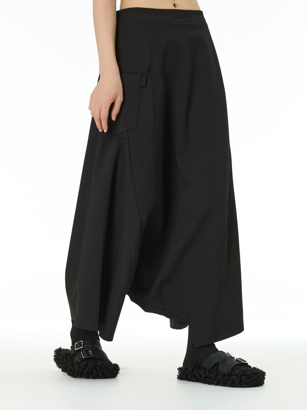 Wide Leg Drop Crotch Harem Pants with Pockets 5206