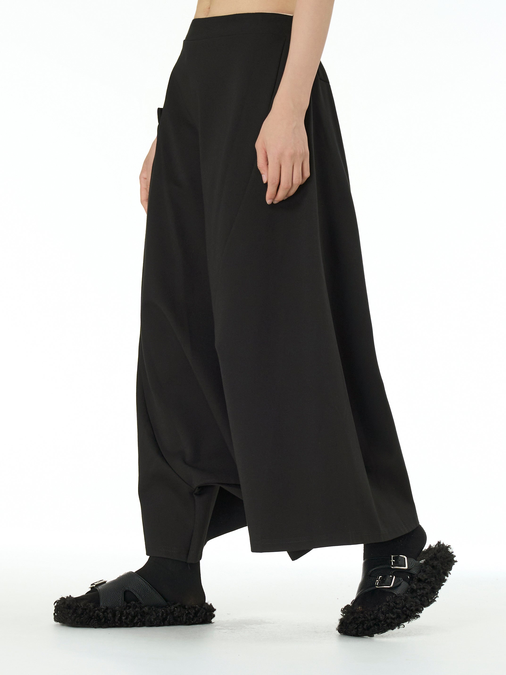 Wide Leg Drop Crotch Harem Pants with Pockets 5206