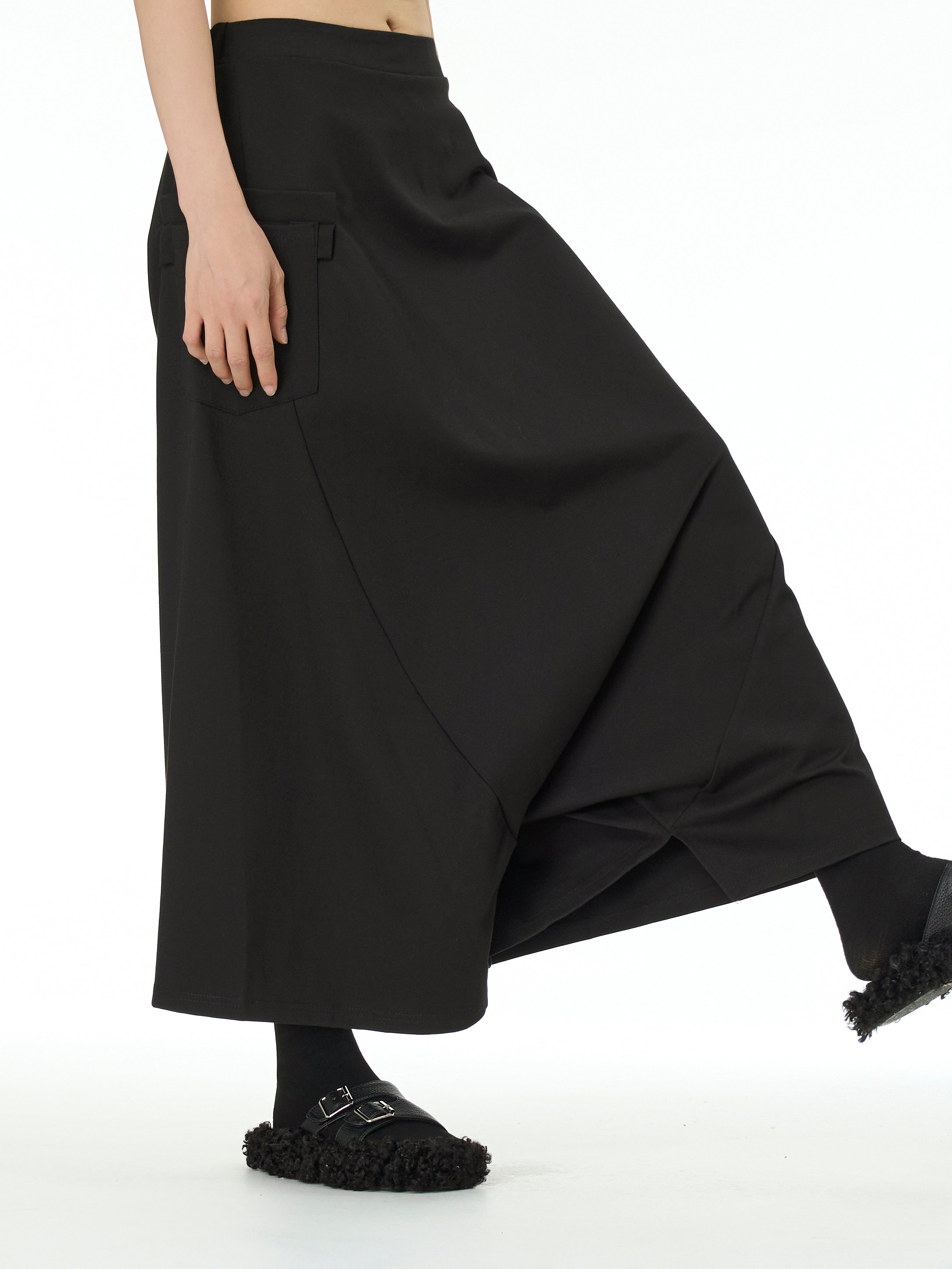 Wide Leg Drop Crotch Harem Pants with Pockets 5206