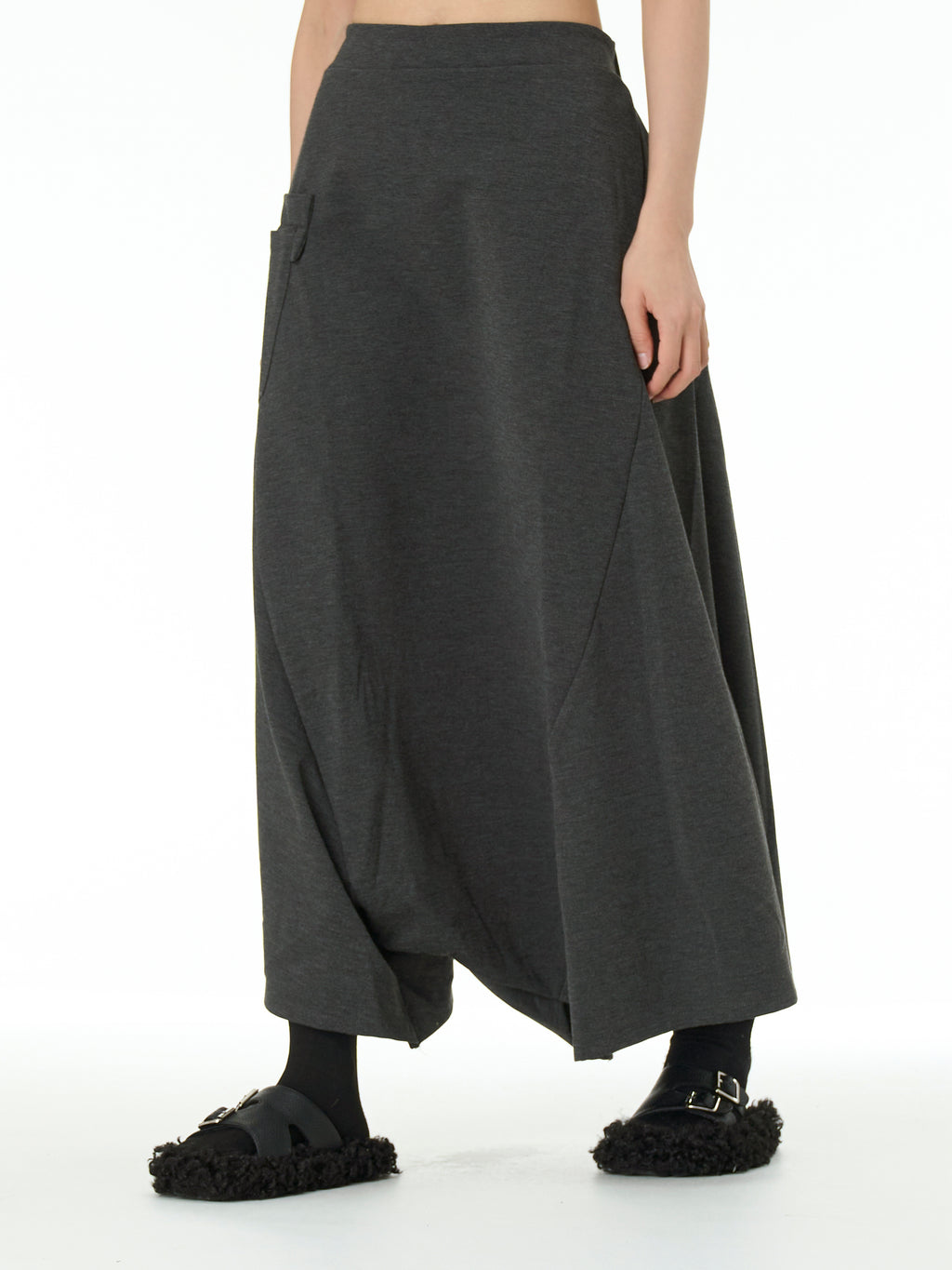 Wide Leg Drop Crotch Harem Pants with Pockets 5206