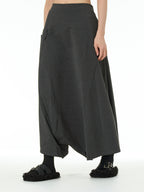 Wide Leg Drop Crotch Harem Pants with Pockets 5206