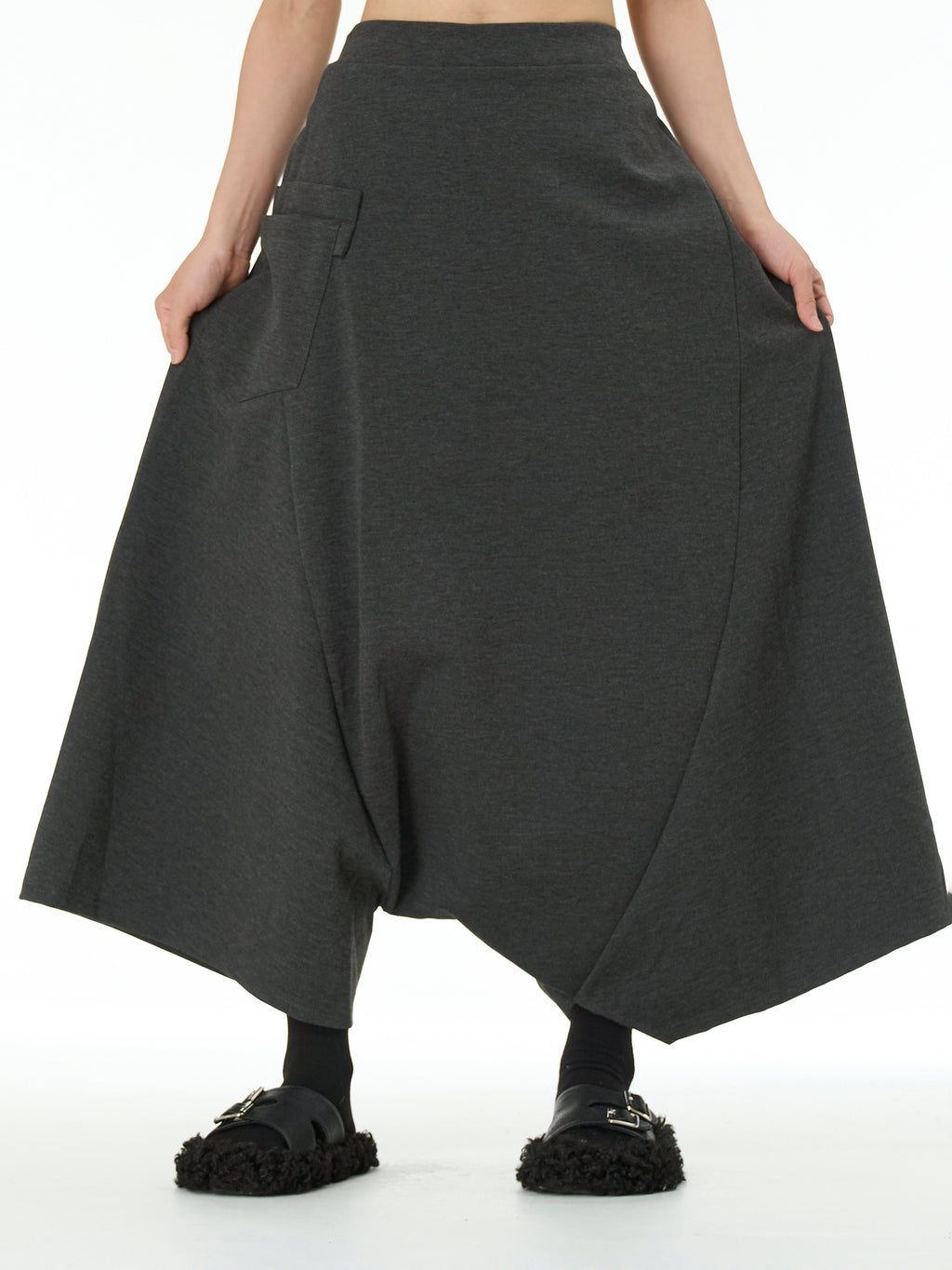 Wide Leg Drop Crotch Harem Pants with Pockets 5206
