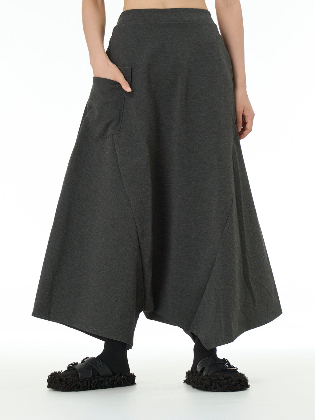 Wide Leg Drop Crotch Harem Pants with Pockets 5206