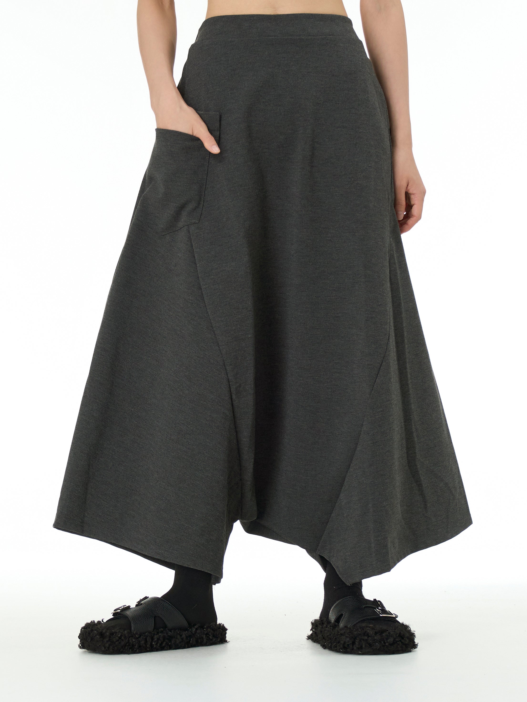 Wide Leg Drop Crotch Harem Pants with Pockets 5206