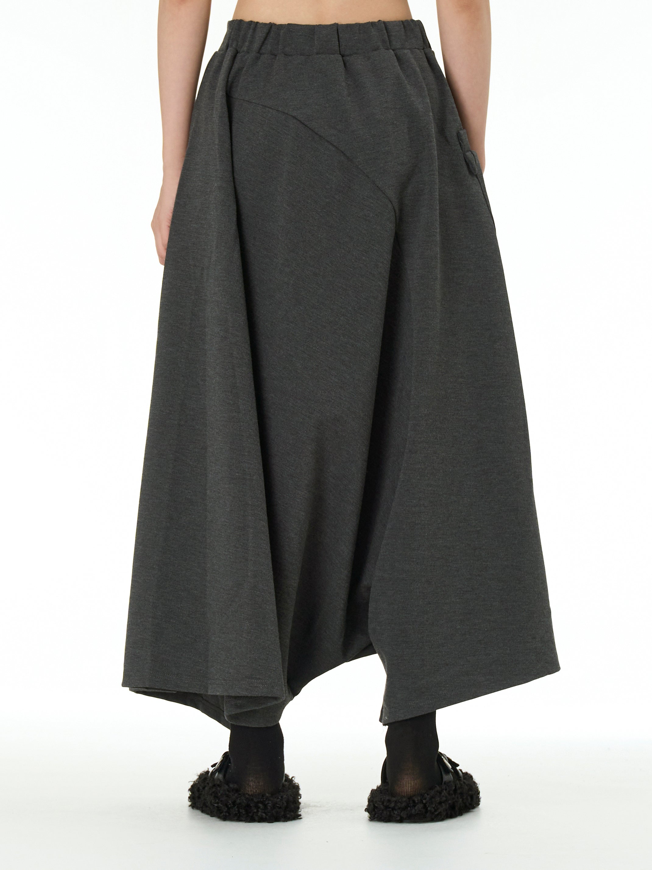 Wide Leg Drop Crotch Harem Pants with Pockets 5206