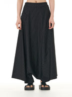 Black Pinstripe Wide Leg Harem Pants with Pockets 5206-1