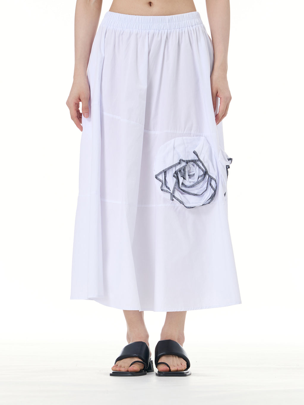 Rose Applique A-Line Midi Skirt 31668