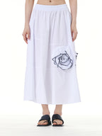 Rose Applique A-Line Midi Skirt 31668