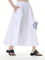 Rose Applique A-Line Midi Skirt 31668