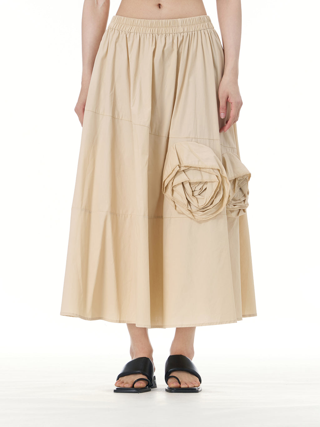 Rose Applique A-Line Midi Skirt 31668
