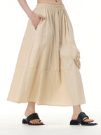 Rose Applique A-Line Midi Skirt 31668