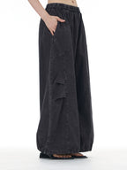 Washed Cargo Wide Leg Jogger Pants 68980