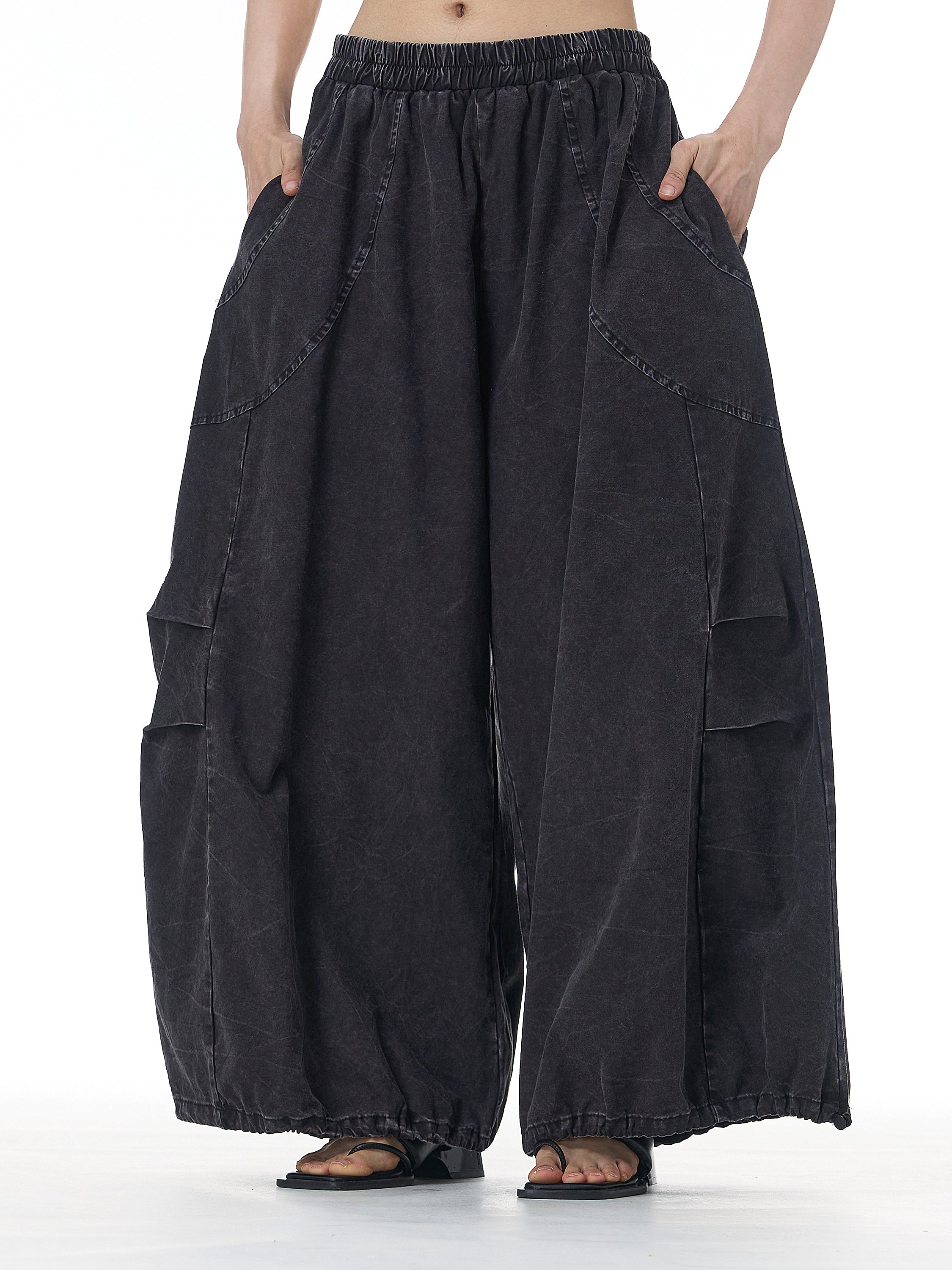 Washed Cargo Wide Leg Jogger Pants 68980